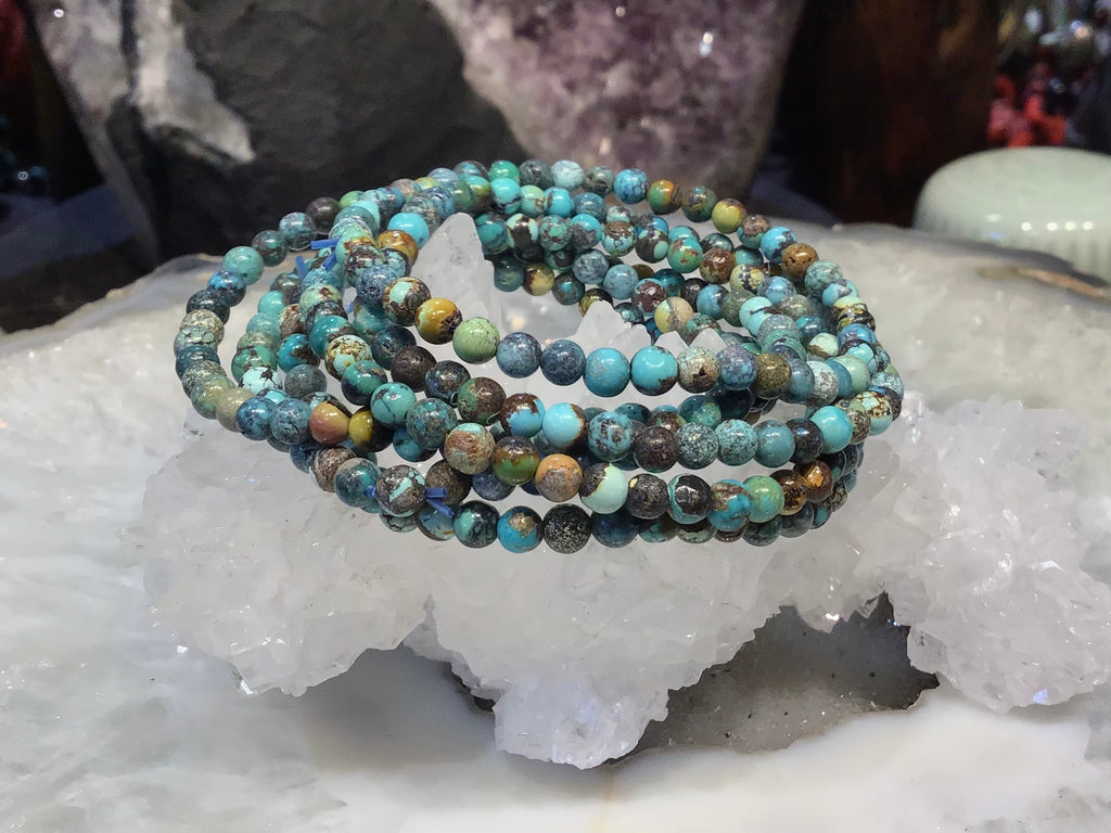 Turquoise 4mm round gemstone bracelets