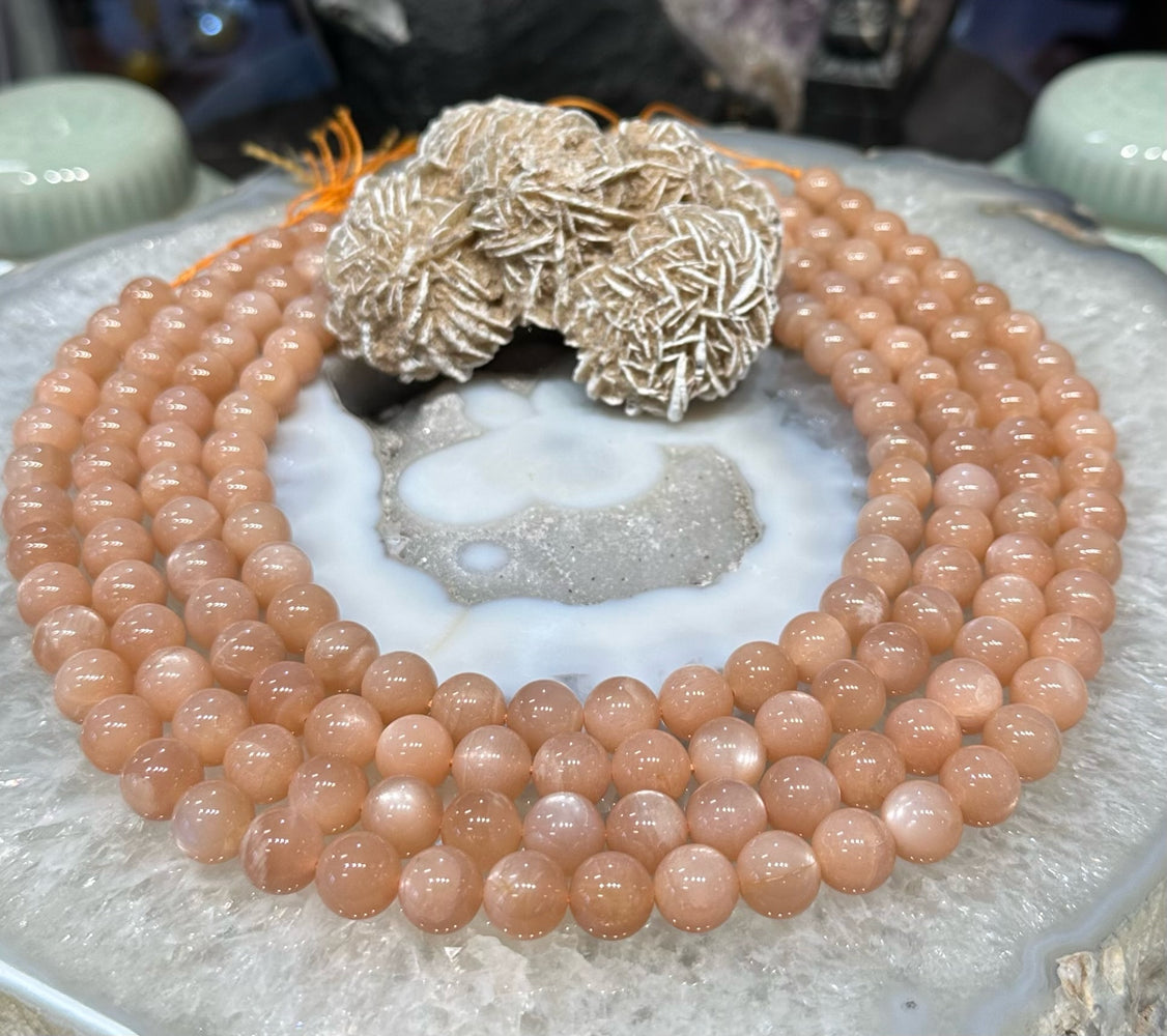 Stunning Natural Peach Moonstone with Incredible Sheen - 10mm