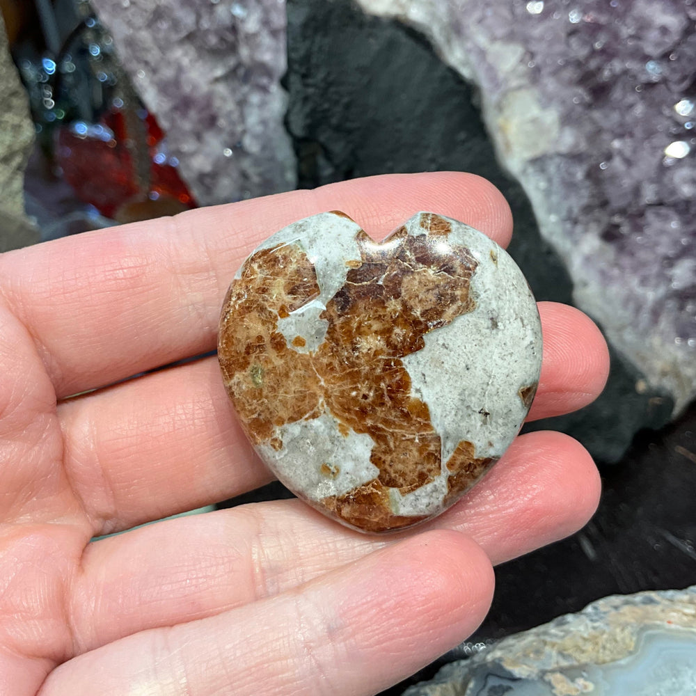 Rare Garnet & wollastinite 40mm heart gemstone #2