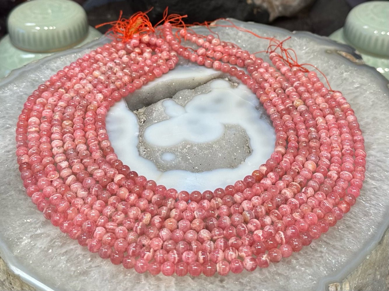 Pink Rhodochrosite 6mm Round Gemstone Beads