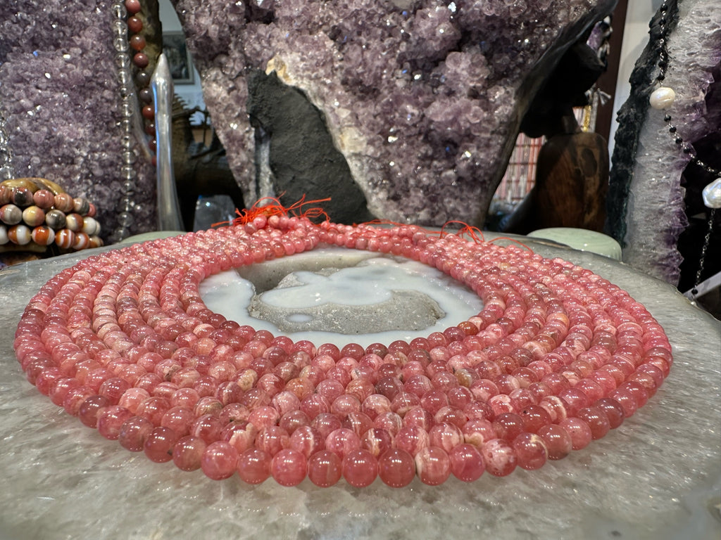 Pink Rhodochrosite 6mm Round Gemstone Beads