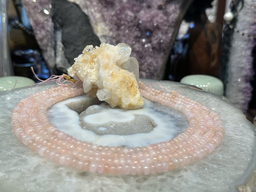6mm Pink Morganite Aquamarine Rondelle Gemstone Beads
