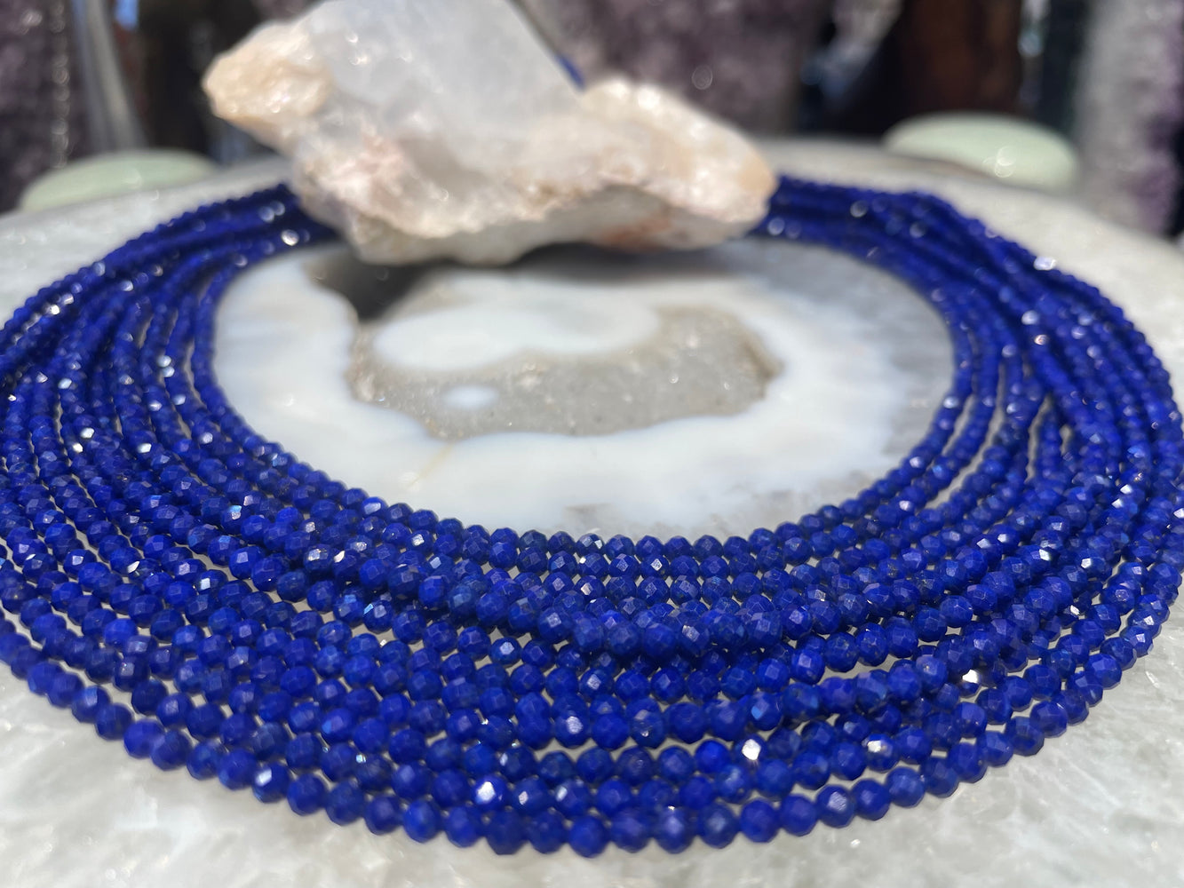3.5mm Natural Lapis Lazuli Faceted Gemstone Beads