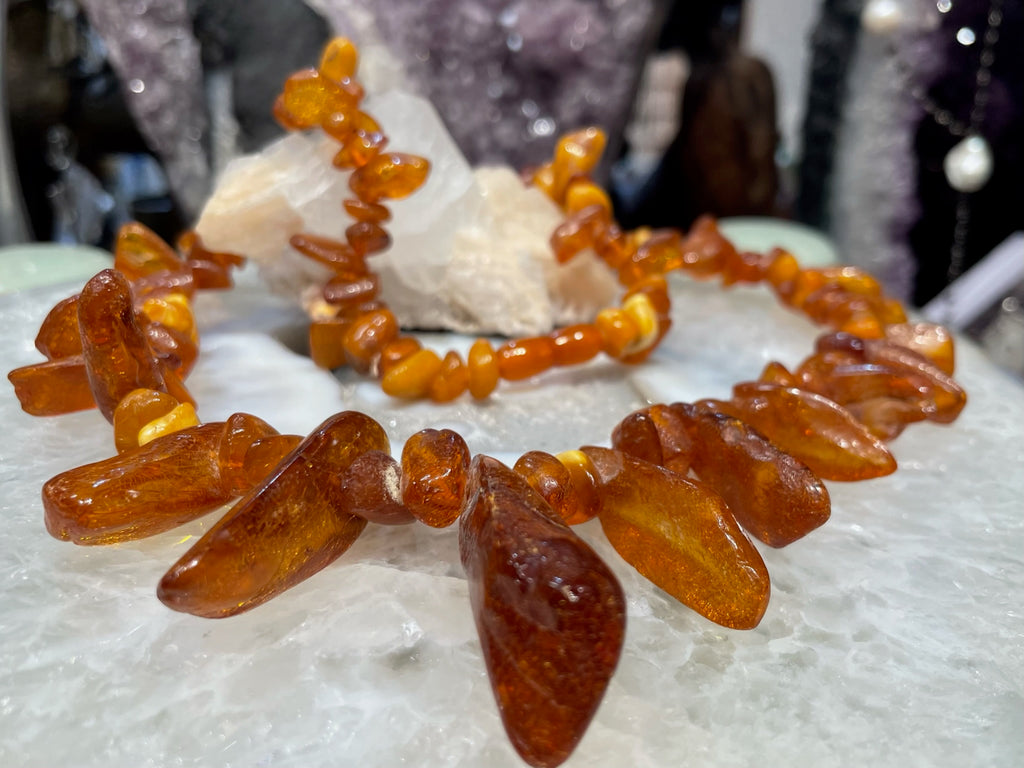 Old large Natural amber necklace