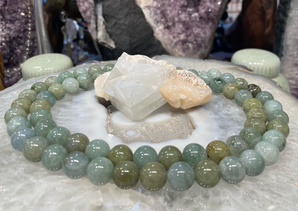 Beautiful green jadeite jade 13mm gemstones beads