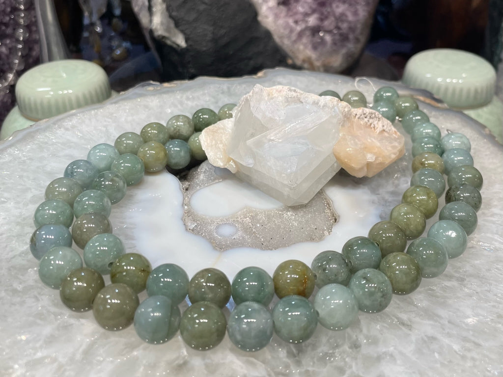 Beautiful green jadeite jade 13mm gemstones beads