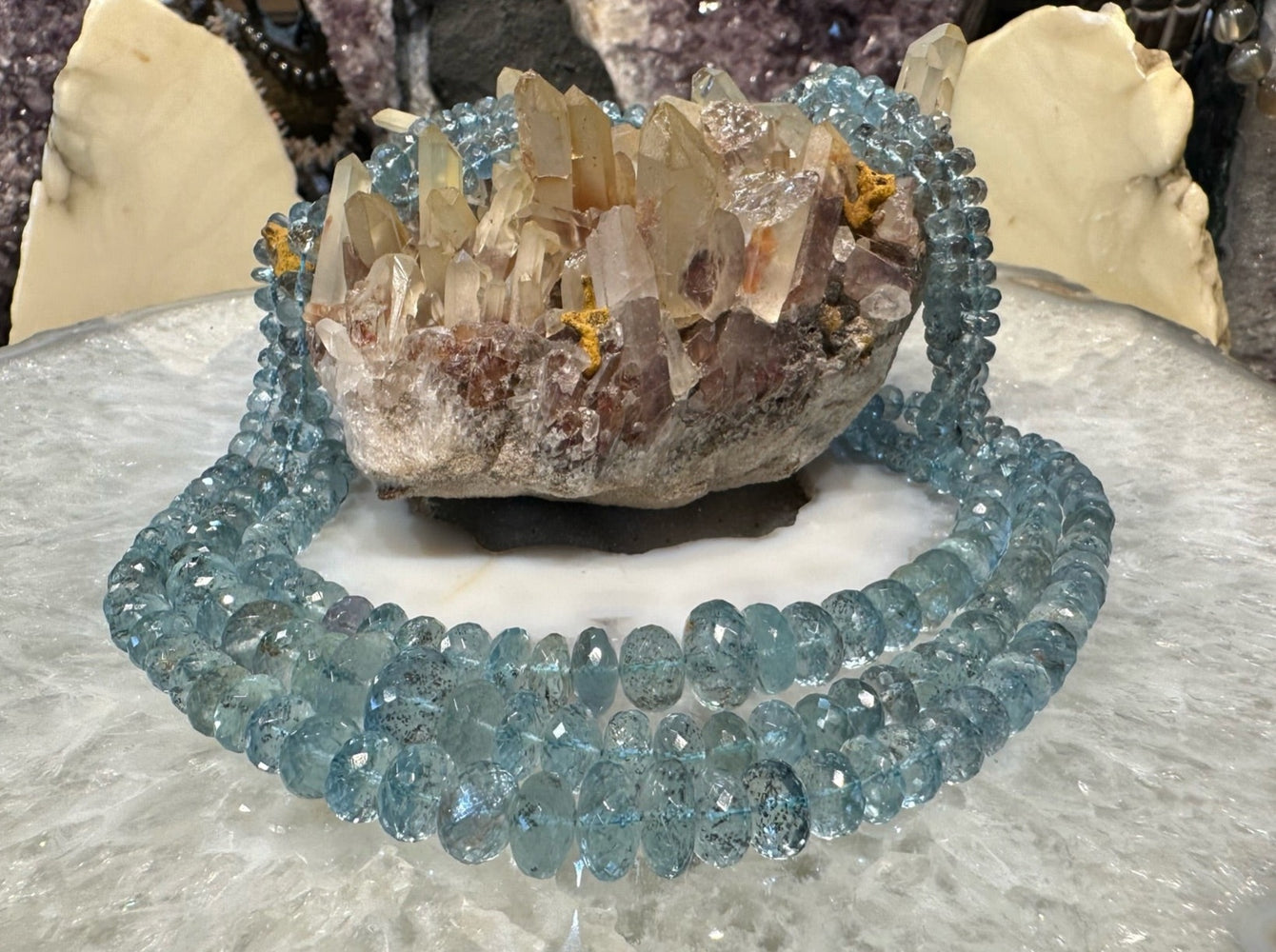 Stunning Moss Aquamarine Faceted Gemstone Rondelle Beads