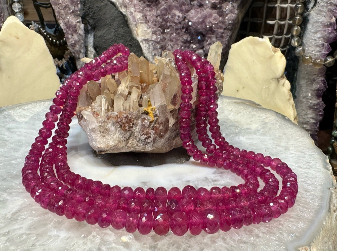 Stunning Natural pink sapphire 4-9mm faceted cut  gemstone rondelle beads