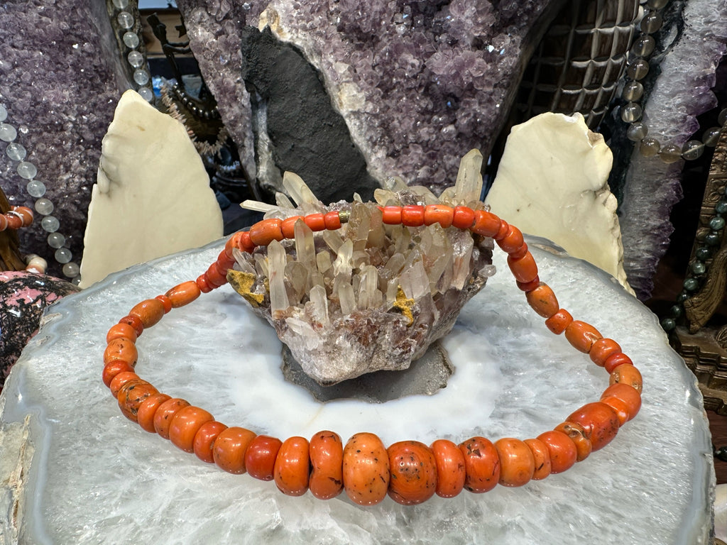 Antique Berber Natural Mediterranean Coral Beads Necklace
