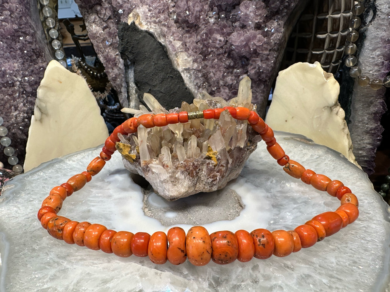 Antique Berber Natural Mediterranean Coral Beads Necklace