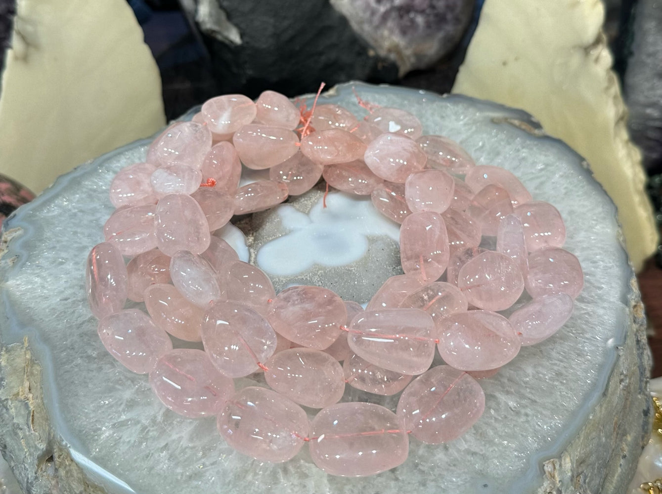 Madagascar Pink Rose Quartz Smooth Nugget Gemstone Beads