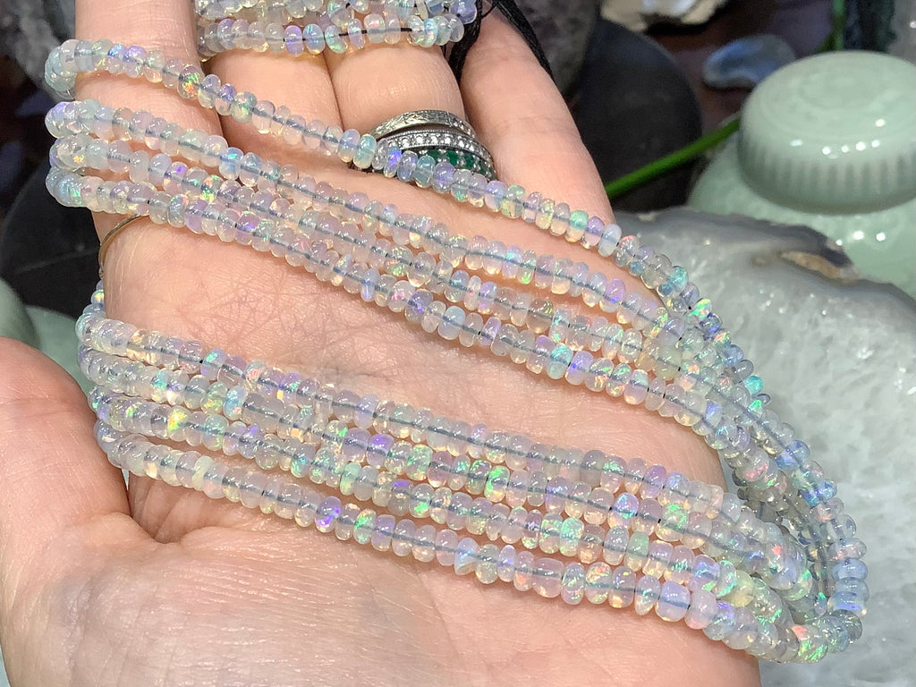 Natural Ethiopian fire opal 4mm smooth rondelle gemstones