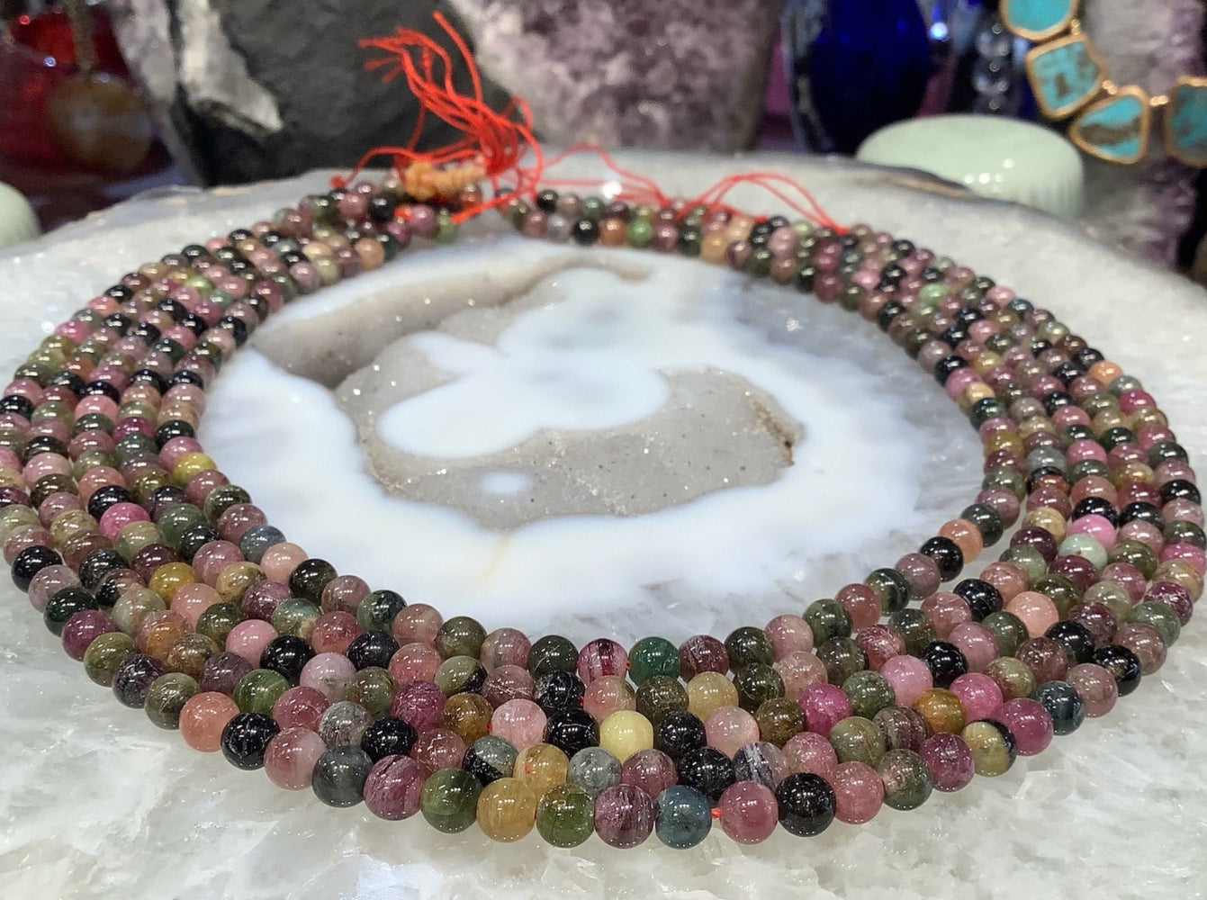 5mm Natural Multicolor Tourmaline Round Gemstone Beads