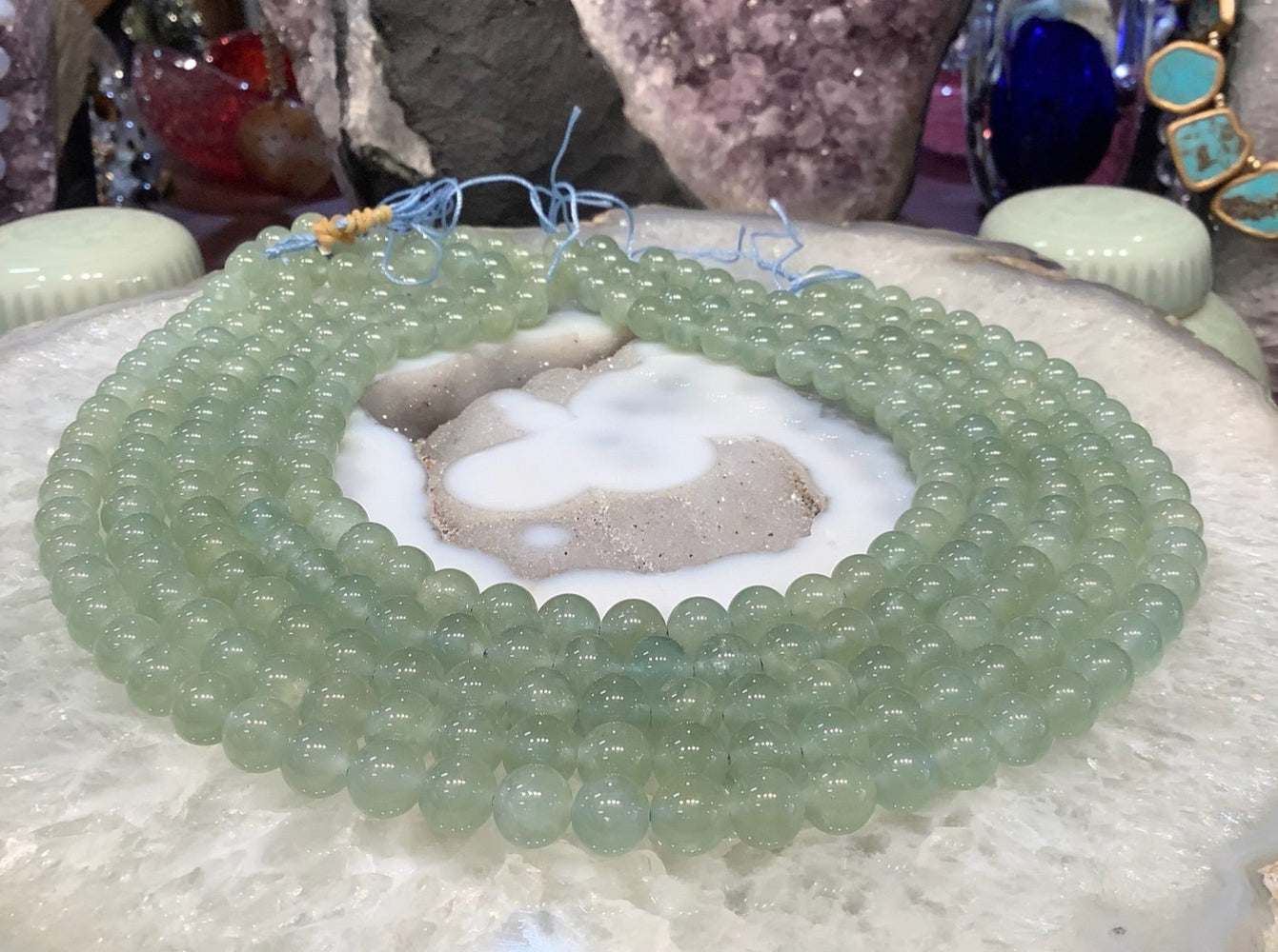Natural Rare Color 8mm Seafoam green aquamarine round gemstone beads #1