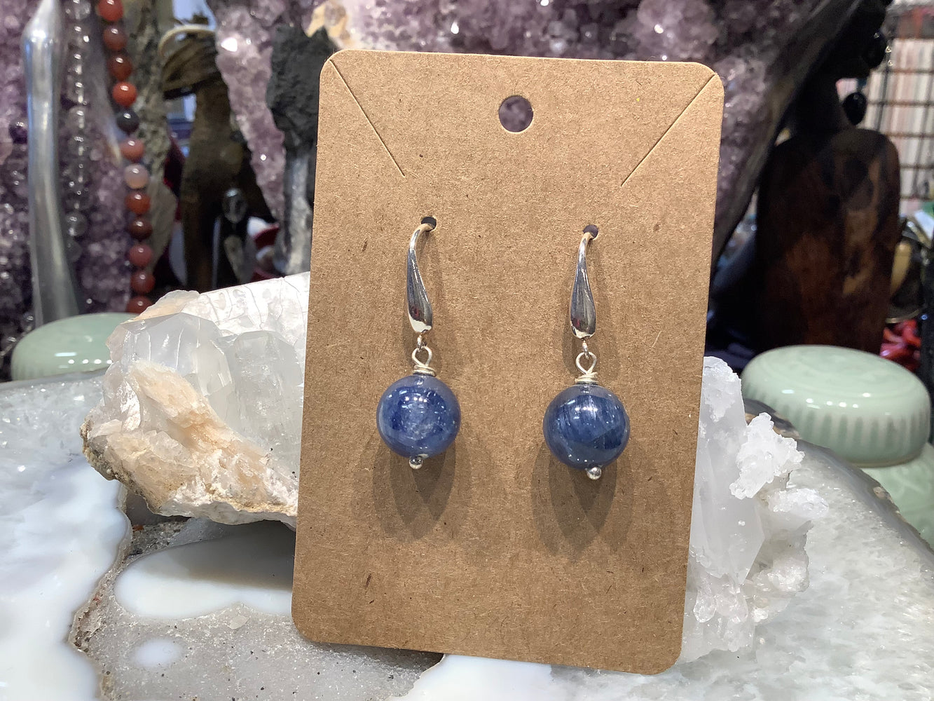 Beautiful Blue kyanite 12mm gemstone earrings