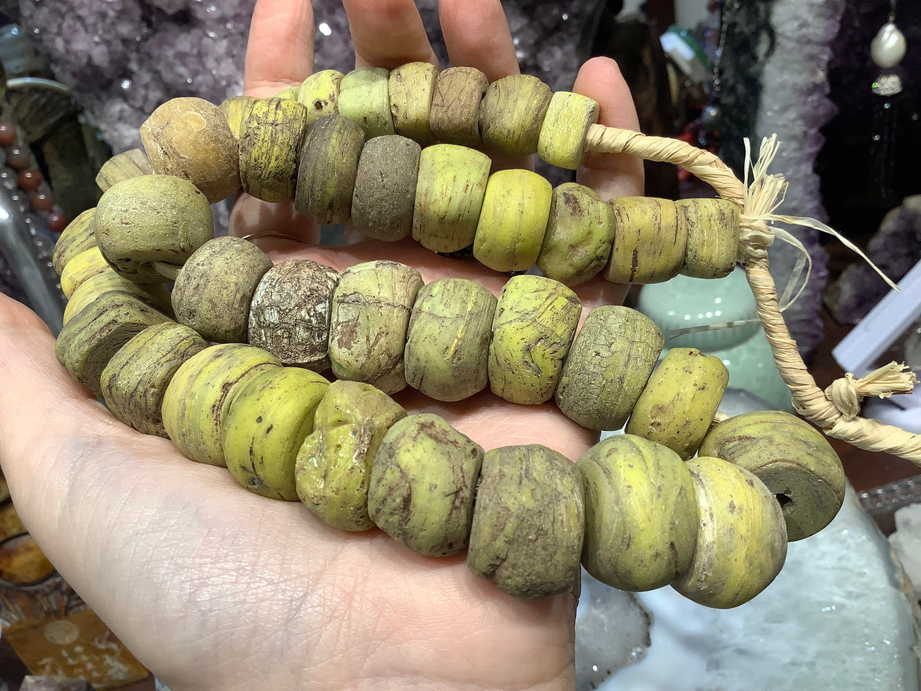 Ancient yellow African Hebron beads