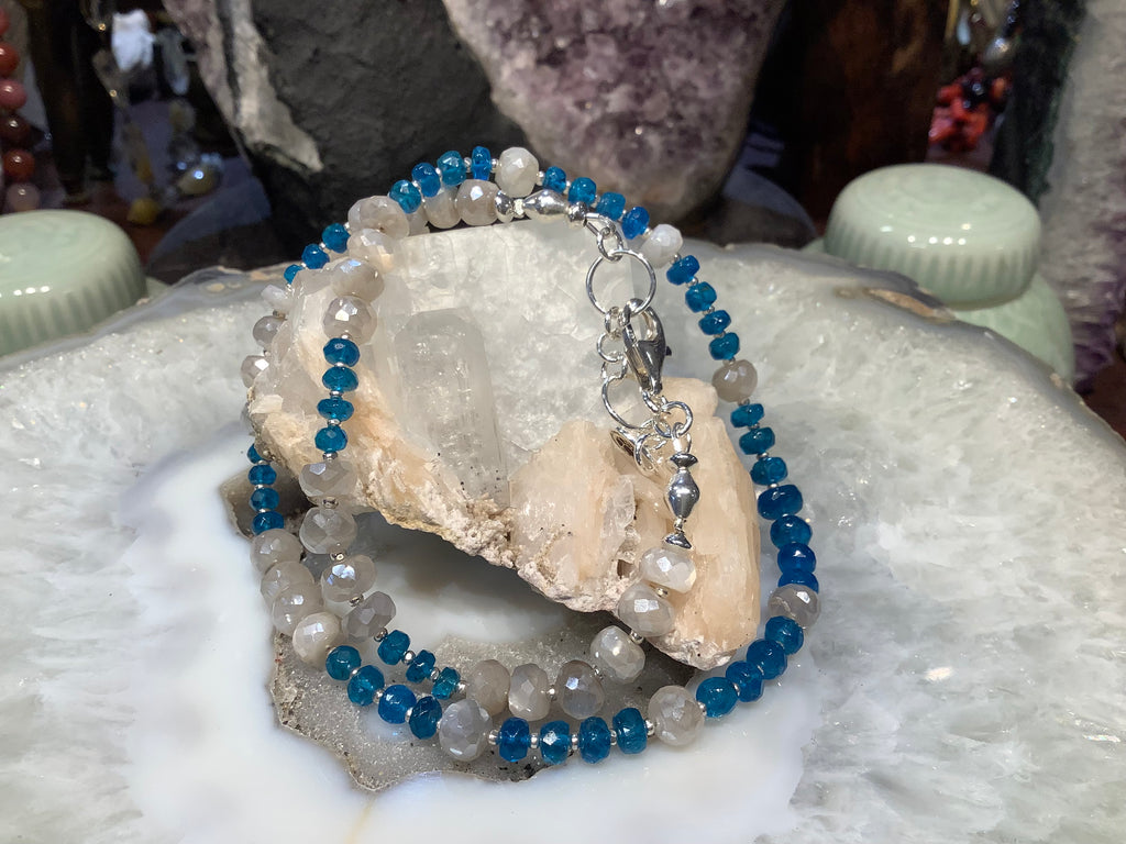 Neon Apatite & mystic moonstone gemstone necklace