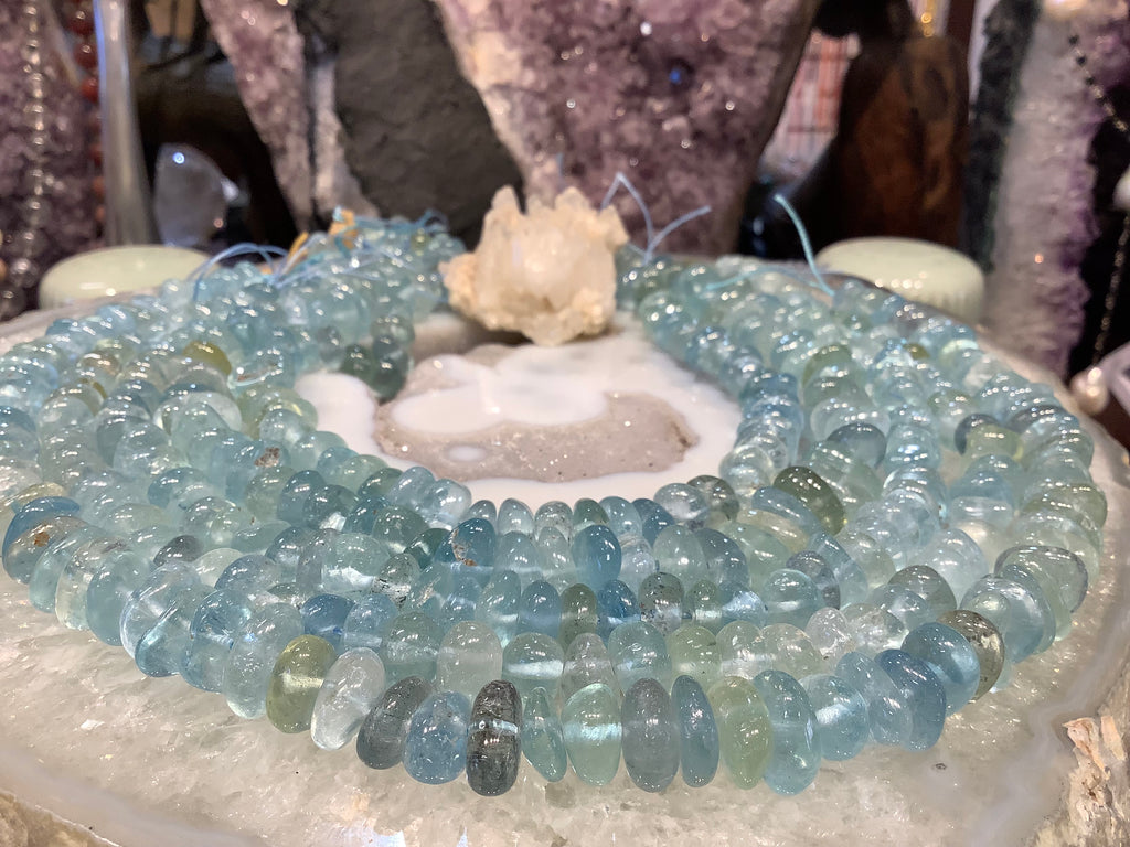 Gorgeous bright transparent gem aquamarine 10-12mm gemstone nugget beads