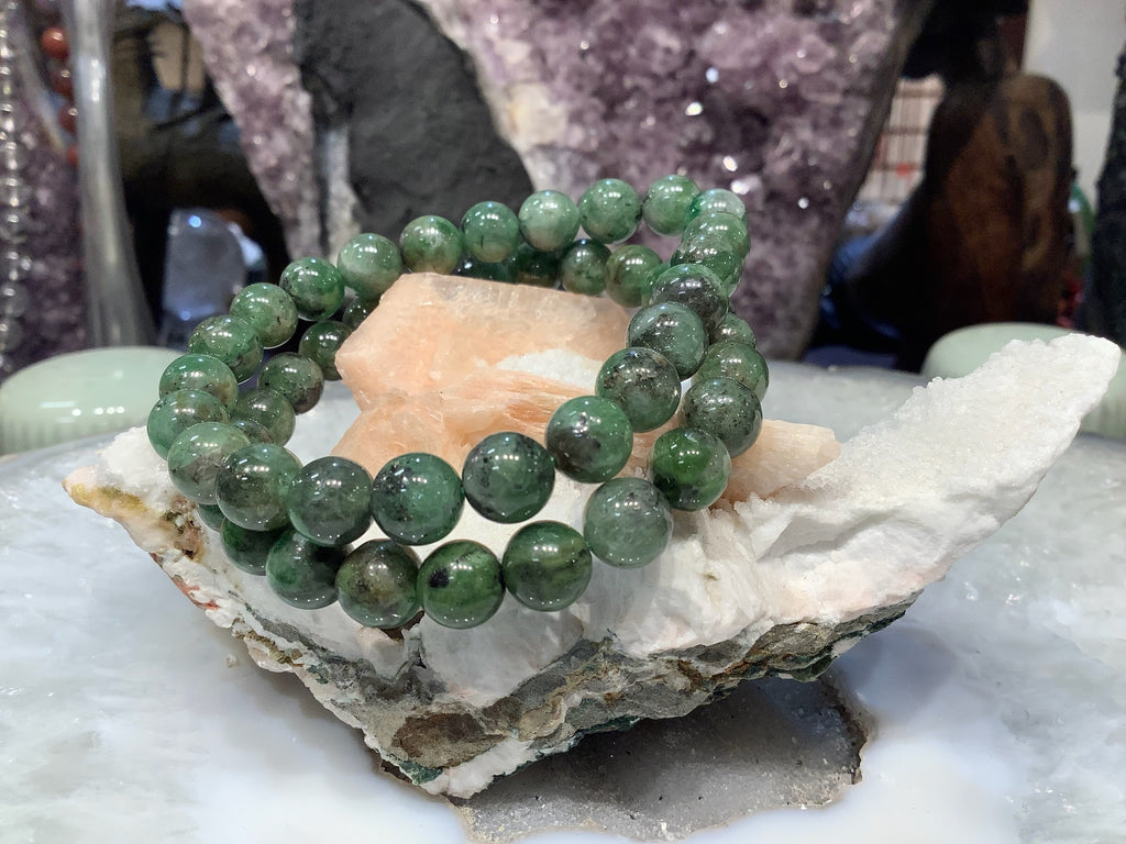 Rare Green Tsarovite garnet 8mm  gemstone bracelet
