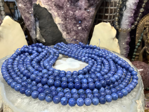 8mm Stunning Blue Dumortierite blue round gemstone beads