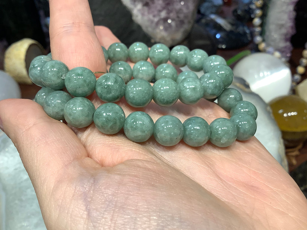 Natural Green jadeite jade 10mm gemstone bracelet