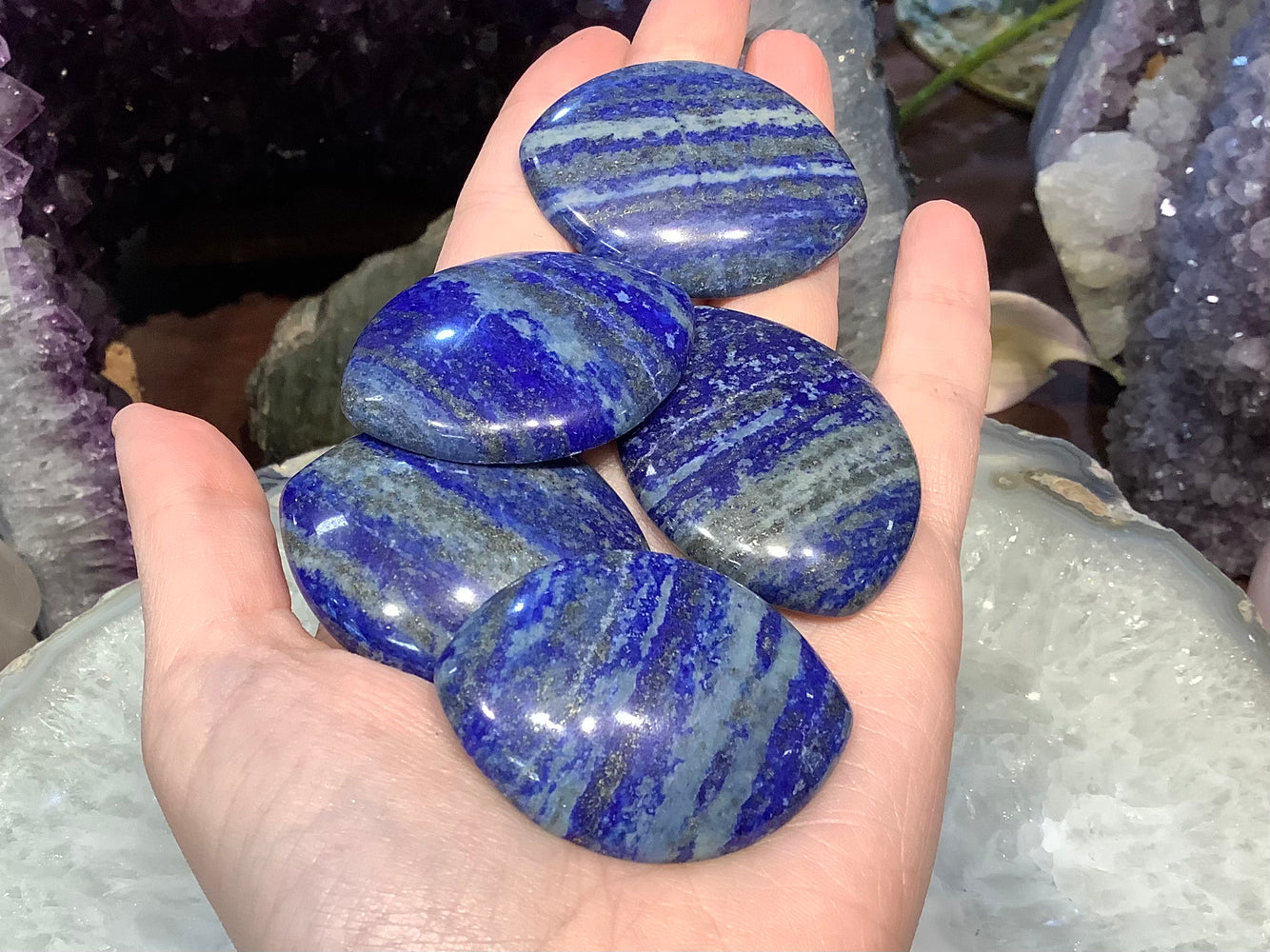 Lapis lazuli cabochon gemstone 5 piece lot