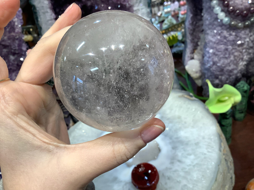 72mm Natural Rock Crystal Round Gemstone Sphere Healing Sphere
