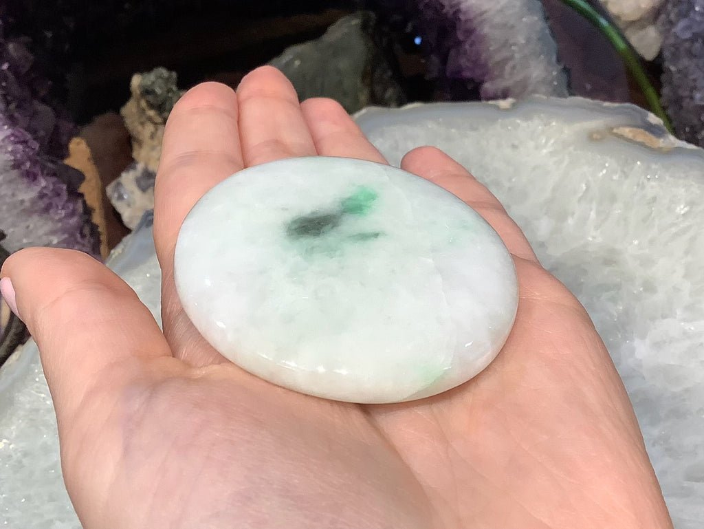 Large Jade Jadeite Coin Gemstone Bead - 54mm