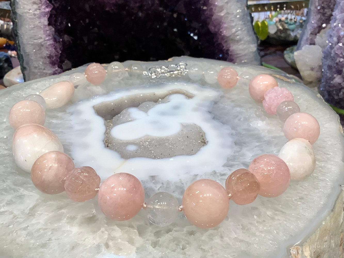 Pink Morganite & Aquamarine Goshenite Necklace