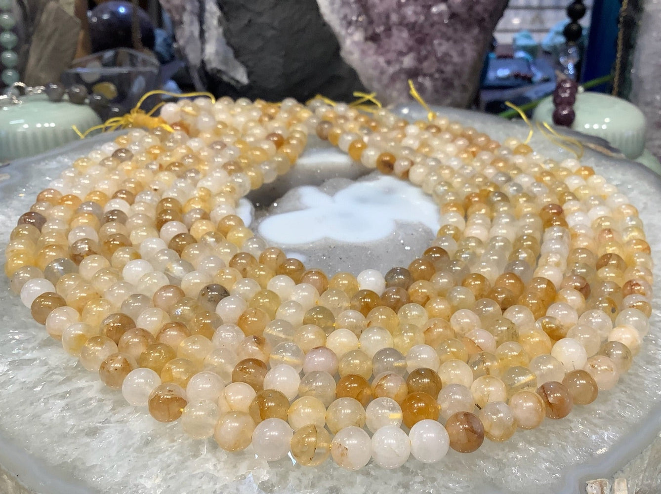 8mm Golden Healer Yellow Quartz Gemstone Beads