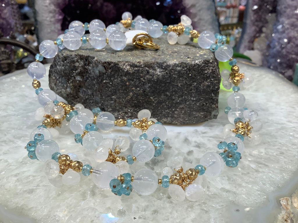 Incredible Himalayan Quartz & moonstone gemstone necklace