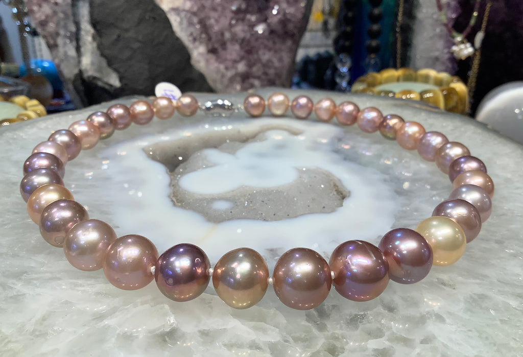 Large Stunning Natural Multicolor Edison Freshwater Pearl Necklace #1 - 11-14mm