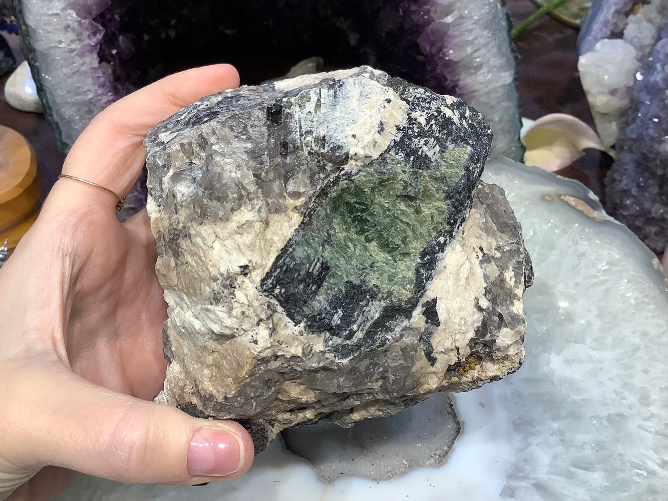 Green tourmaline Elbaite gemstone specimen