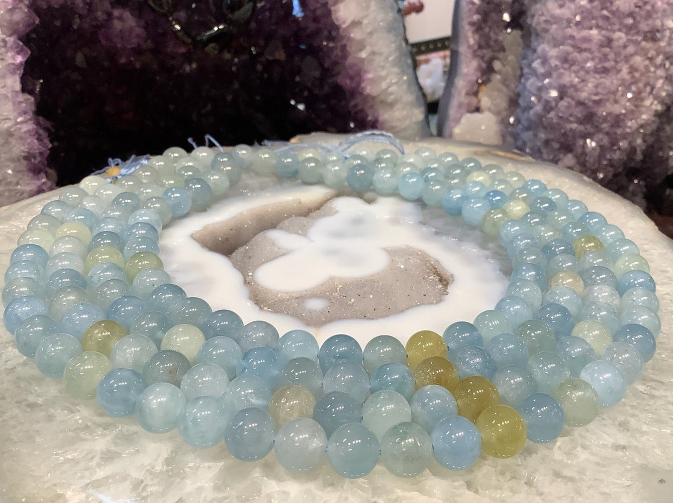 Natural Multicolor Aquamarine Round Gemstone Beads - 10mm