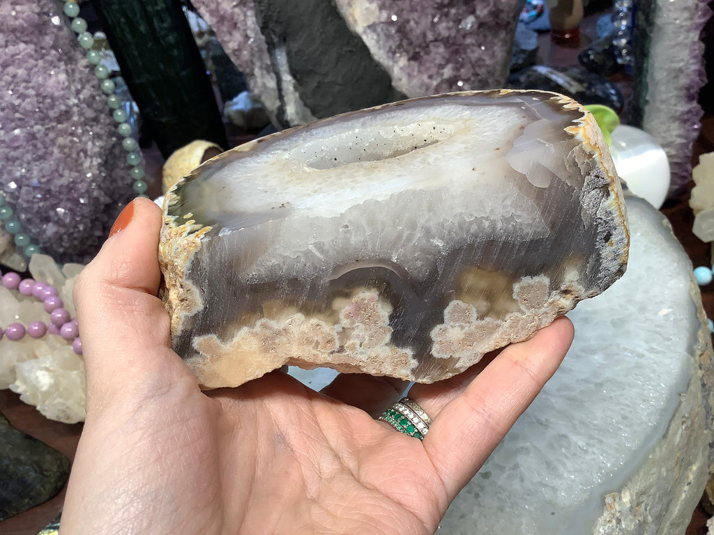 Agate drusy geode gemstone specimen