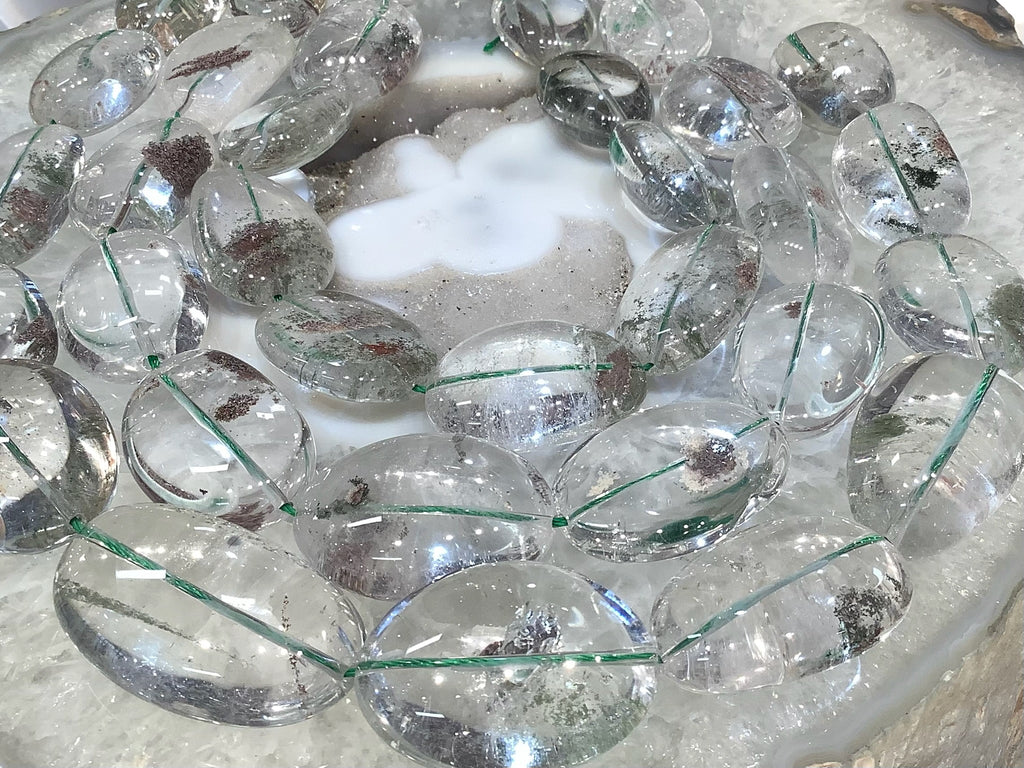 Large Lodalite Phantom Quartz Tumbled Nugget Gemstone Beads