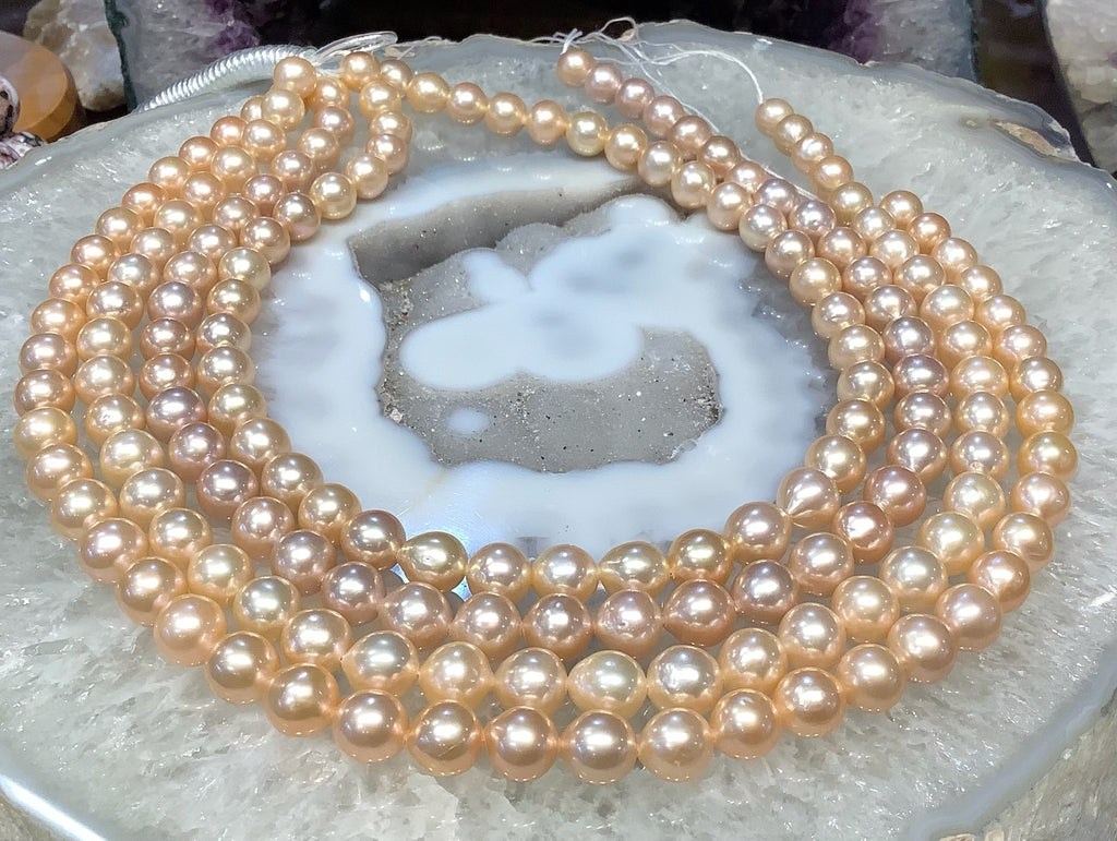 Stunning Natural Champagne Cream Nucleus Freshwater Pearls - Amazing Luster (10mm)