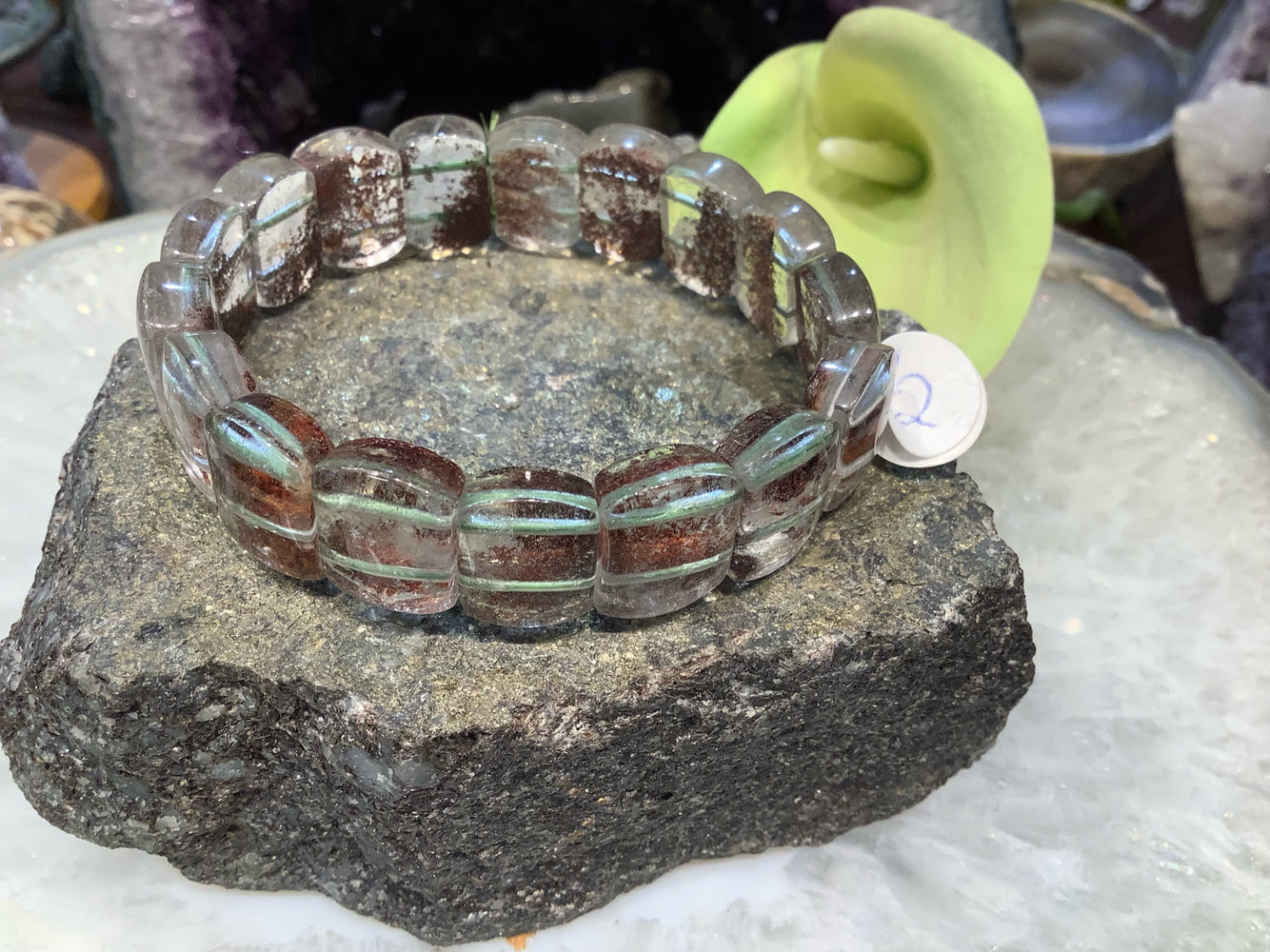 Stunning Natural Green Lodalite Quartz Gemstone Bracelet #2
