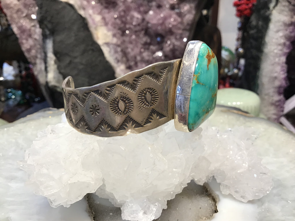 Vintage Navaho turquoise & sterling silver bracelet Jeff James