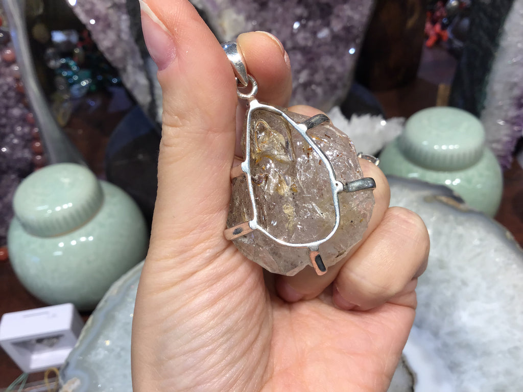 Herkimer diamond & sterling silver gemstone pendant
