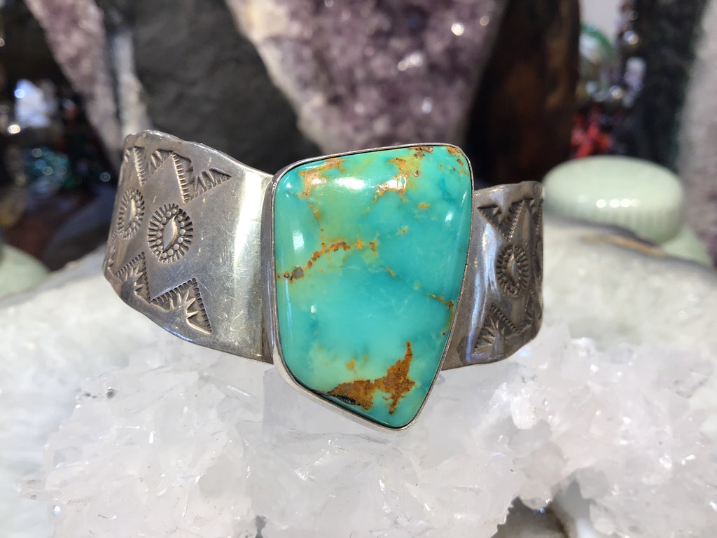 Vintage Navaho turquoise & sterling silver bracelet Jeff James