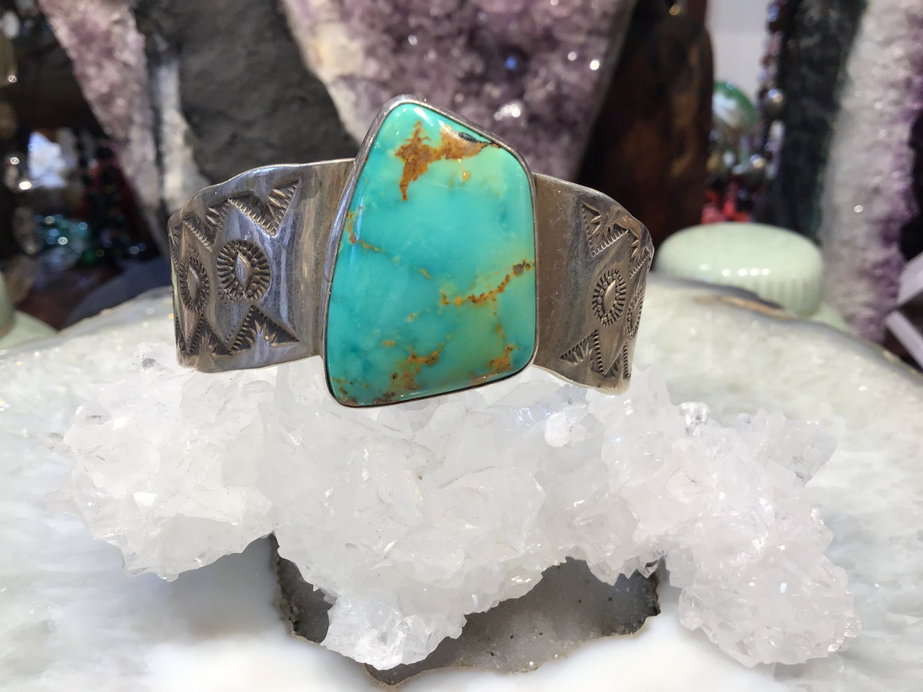 Vintage Navaho turquoise & sterling silver bracelet Jeff James