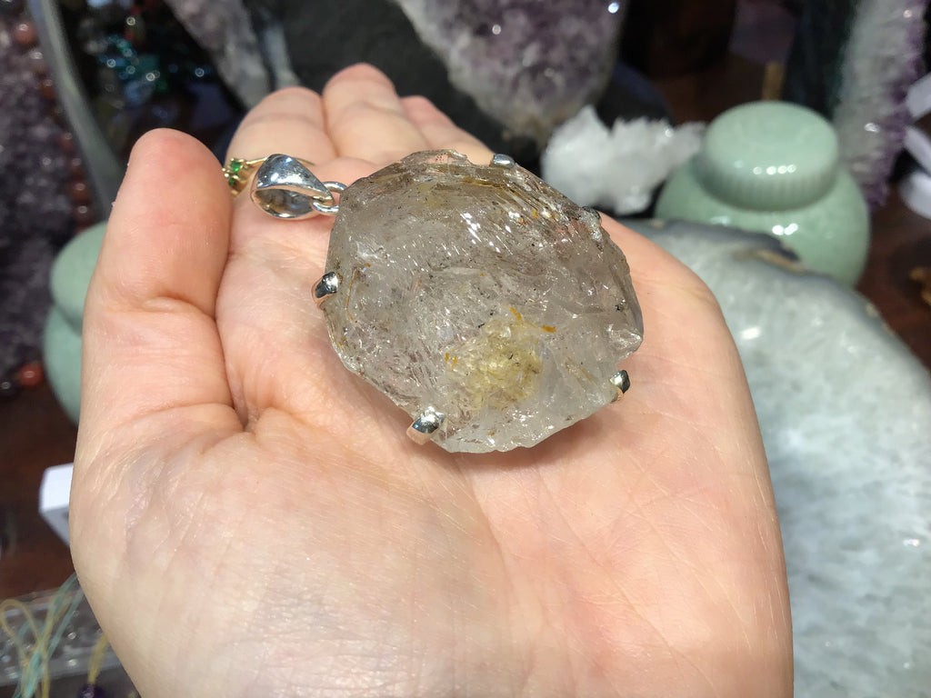 Herkimer diamond & sterling silver gemstone pendant