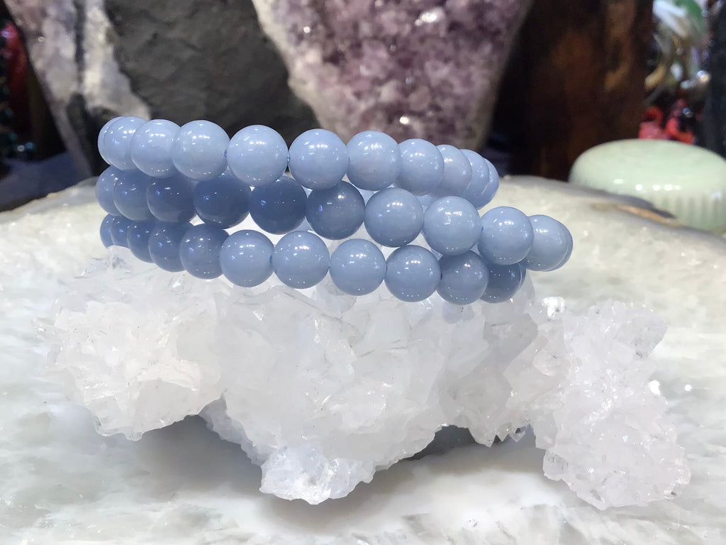 Angelite 8mm round gemstone bracelet