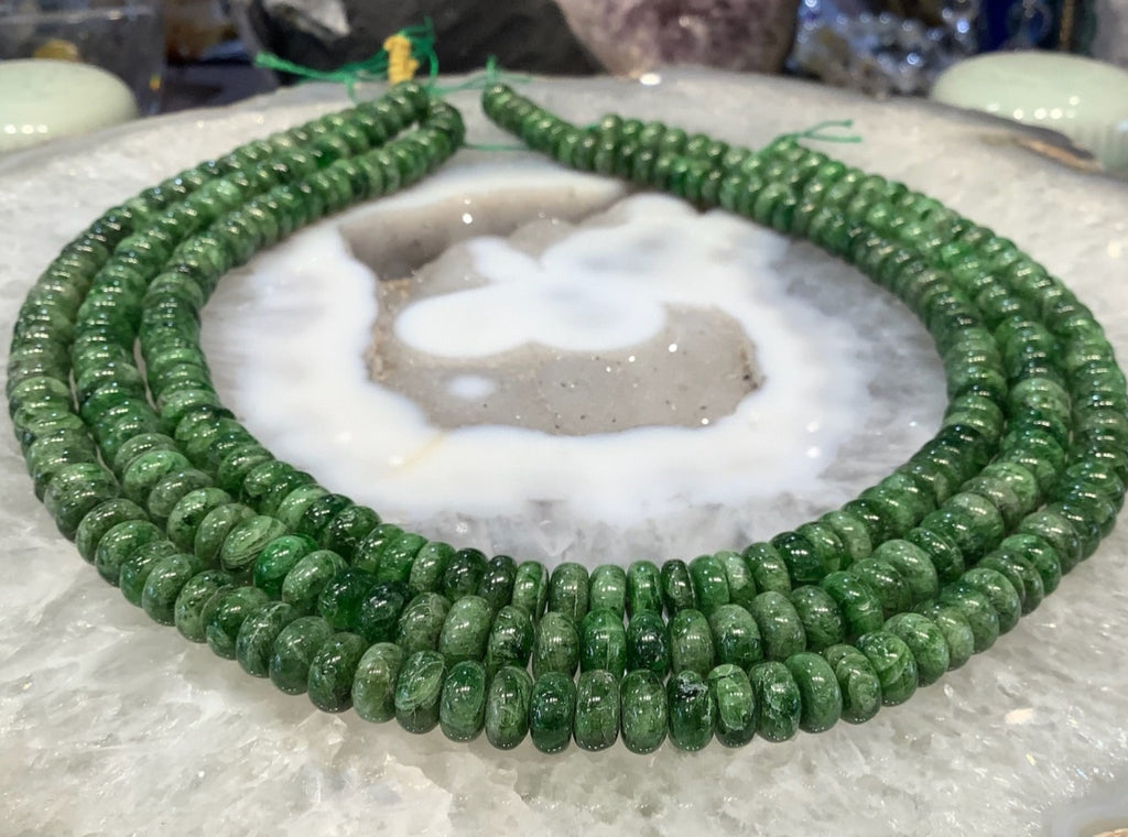 8mm Green Chrome Diopside Rondelle Gemstone Beads