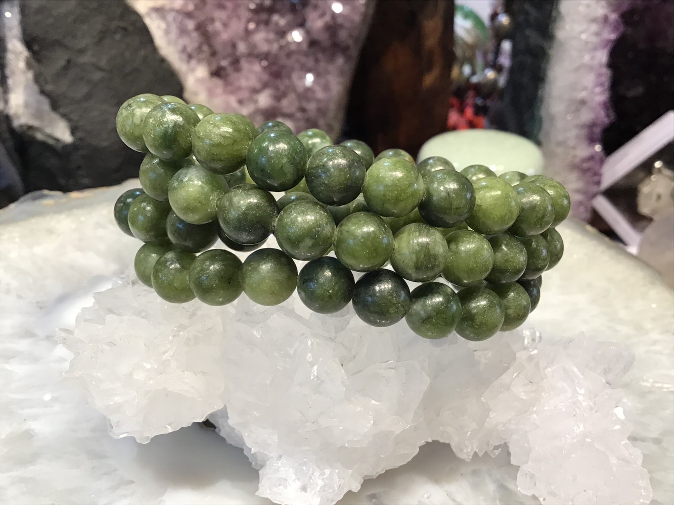 Nephrite jade 8mm gemstone bracelet