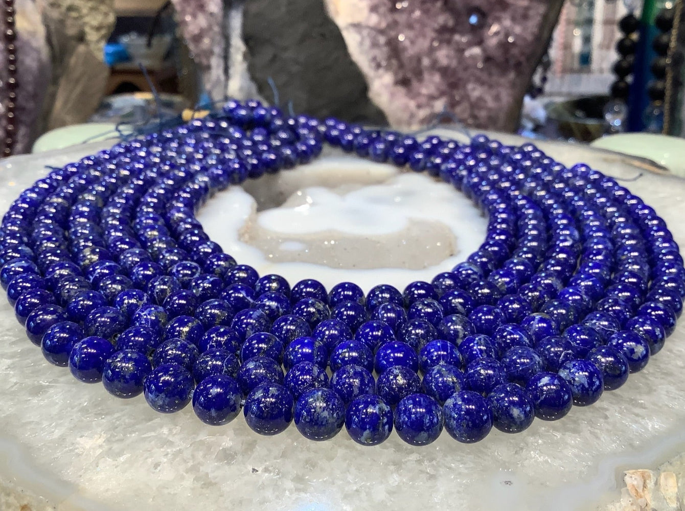 Natural Blue Lapis lazuli Round Gemstone Beads - 8mm