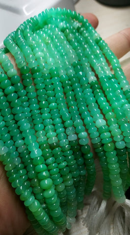6mm Natural Bright Green Chrysoprase Rondelle Gemstone Beads