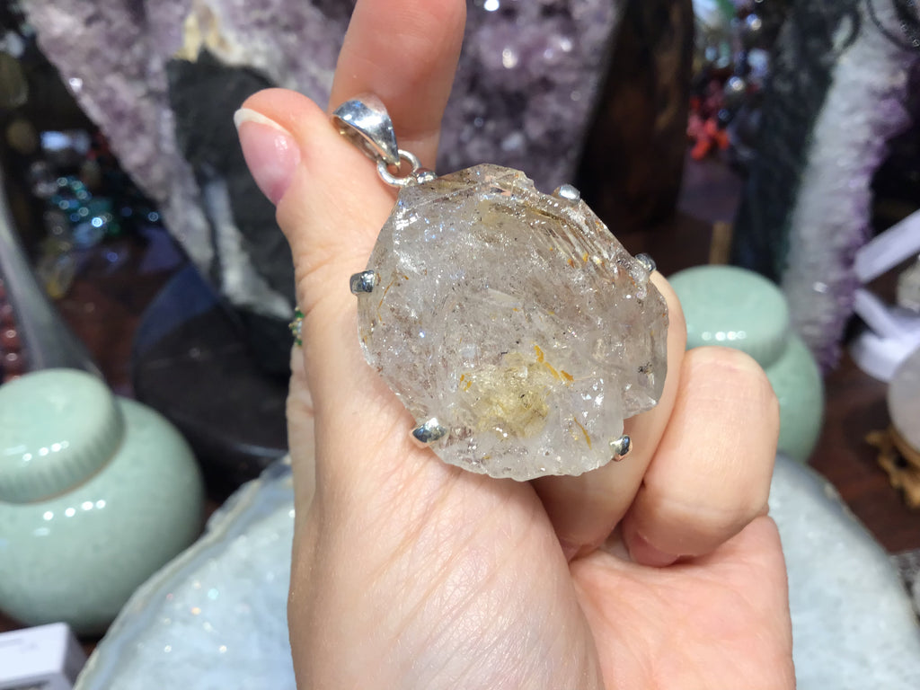 Herkimer diamond & sterling silver gemstone pendant
