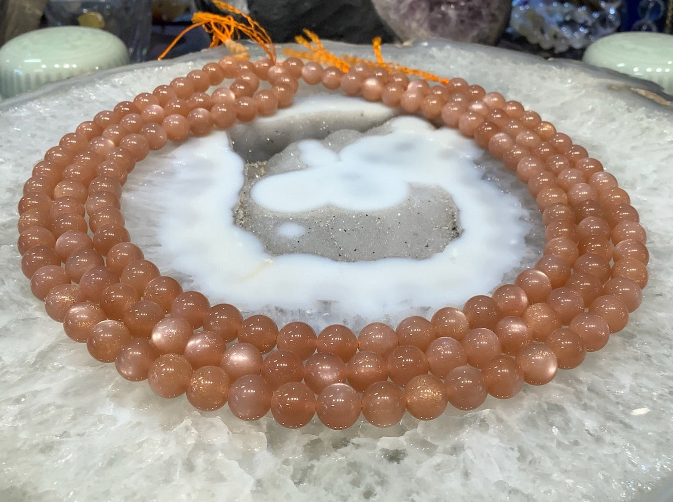Stunning Natural Peach Moonstone with Incredible Sheen - 8mm